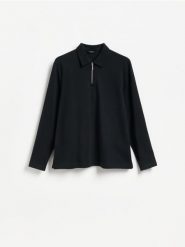 Koszulka polo slim z bawełną - czarny. Czarne koszulki polo męskie Reserved, l, bez wzorów, z bawełny, bez ramiączek. Za 119.99 zł.