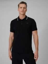 Koszulka polo regular męska 4F. Czarne koszulki polo męskie 4f, m, bez wzorów, z bawełny, biznesowe, bez ramiączek. Za 99.99 zł.