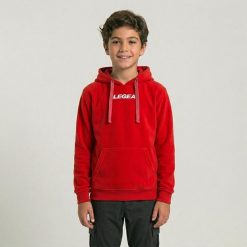 Chłopięca bluza treningowa z kapturem czerwona Spalato. Białe bluzy dla chłopców Legea, bez wzorów, z bawełny, bez ramiączek, z kapturem. Za 180.00 zł.
