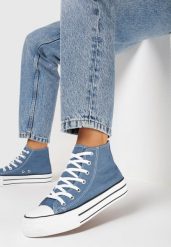 Granatowe Klasyczne Trampki za Kostkę Sateli. Niebieskie trampki i tenisówki damskie Born2be, bez wzorów, klasyczne, za kostkę, bez zapięcia. Za 59.99 zł.