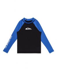 Koszulka surfingowa z długim rękawem UPF 50 dla Chłopcy EVERYDAY Niebieski. Niebieskie t-shirty dla chłopców Quiksilver, bez wzorów, z elastanu, bez ramiączek. Za 114.99 zł.