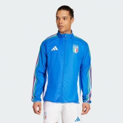 Bluza Italy Anthem. Białe bluzy sportowe męskie Adidas, l, bez wzorów, z materiału, bez kaptura, do piłki nożnej. W wyprzedaży za 460.45 zł.