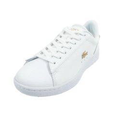 Damskie Skórzane Buty Treningowe Carnaby Set. Białe obuwie sportowe damskie Lacoste, bez wzorów, z materiału, trekkingowe. Za 369.00 zł.