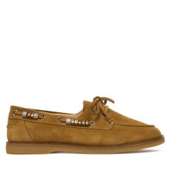 Półbuty PINKO. Brązowe półbuty damskie Pinko, bez wzorów, bez obcasa, na płaskiej podeszwie, bez zapięcia. Za 1,399.00 zł.