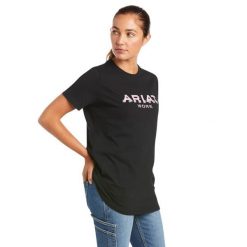 Damska koszulka bawełniana Ariat Rebar. Niebieskie t-shirty damskie Ariat, bez wzorów, z bawełny, bez kołnierzyka. Za 211.50 zł.