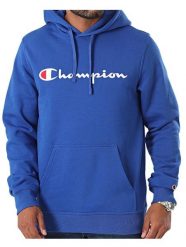 Bluza męska Champion Hooded. Niebieskie bluzy męskie Champion, m, bez wzorów, z bawełny, z kapturem. Za 221.99 zł.