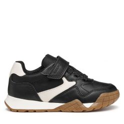 Sneakersy Geox. Czarne trampki i tenisówki chłopięce Geox, bez wzorów, bez zapięcia. Za 149.99 zł.