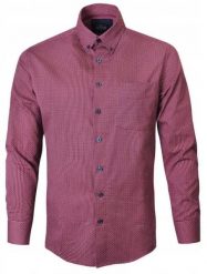 Delikatnie Taliowana Koszula Weekendowa - Pako Jeans - Malinowa, Drobny Wzór. Czerwone koszule męskie Pako Jeans, l, bez wzorów, z bawełny, casualowe, bez kołnierzyka, bez ramiączek. Za 185.00 zł.