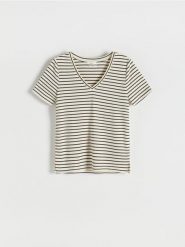 T-shirt regular z modalem - wielobarwny. T-shirty damskie Reserved, l, bez wzorów, z dzianiny, bez kołnierzyka. W wyprzedaży za 39.99 zł.