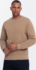 Ombre Męska bluza dresowa BASIC z okrągłym dekoltem - brązowa V2 OM-SSBN-0175 L. Brązowe bluzy męskie Ombre, l, bez wzorów, z dresówki, bez kaptura. Za 89.99 zł.
