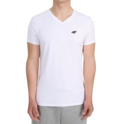 Koszulka męska 4F - bawełniany T-shirt, regular fit. Białe t-shirty męskie 4f, l, bez wzorów, z bawełny, klasyczne, bez kołnierzyka. Za 45.99 zł.