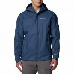 Kurtka przeciwdeszczowa męska Columbia Watertight II Jacket z kapturem. Niebieskie kurtki sportowe męskie Columbia, m, bez wzorów, trekkingowe. W wyprzedaży za 332.30 zł.