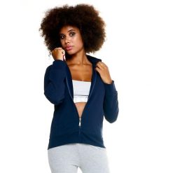 Bluza ciepła z pełny zamek błyskawiczny na czas wolny. Czerwone bluzy damskie LEONE 1947 APPAREL, bez wzorów, z bawełny, bez kaptura. Za 105.21 zł.