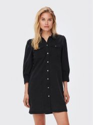 ONLY Sukienka jeansowa Felica 15227104 Czarny Regular Fit. Czarne sukienki damskie Only, s, bez wzorów, z bawełny, bez kołnierzyka, bez ramiączek. W wyprzedaży za 99.99 zł.