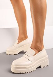 Beżowe Mokasyny na Żłobionej Platformie z Paskiem z Wycięciem Sacreva. Brązowe mokasyny damskie Renee, eleganckie. Za 119.99 zł.