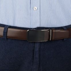 Pasek męski skórzany 3,5 cm klamra automatyczna Beltimore brązowy 03-549 : Kolory - brązowy, beżowy, Rozmiar pasków - r.110-125 cm. Brązowe paski damskie bez wzorów, ze skóry, wizytowe. Za 64.99 zł.