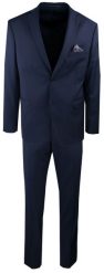 Elegancki Garnitur Wełniany, Wyszczuplony (Slim) - MEN'SFIELD - Granatowy. Niebieskie garnitury męskie MEN'SFIELD, bez wzorów, z gumy, eleganckie. Za 925.00 zł.