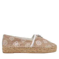 Espadryle Guess. Brązowe espadryle damskie Guess, z aplikacjami, bez obcasa, bez zapięcia. Za 249.99 zł.