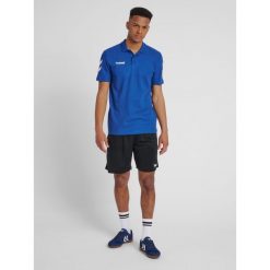 Koszulka tenisowa polo męska Hummel Go Cotton Polo. Niebieskie koszulki polo męskie Hummel, m, bez wzorów, z bawełny, klasyczne, bez ramiączek. Za 53.20 zł.