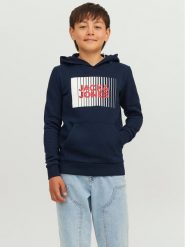 Jack & Jones Junior Bluza 12237459 Granatowy Regular Fit. Niebieskie bluzy dla chłopców Jack & Jones Junior, bez wzorów, z bawełny, bez ramiączek, bez kaptura. Za 89.99 zł.