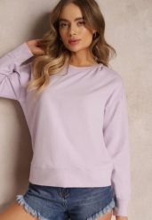 Fioletowa Bluza z Długim Rękawem i Okrągłym Dekoltem Miyoko. Fioletowe bluzy damskie Renee, s, bez wzorów, z dzianiny, bez kaptura. Za 24.99 zł.