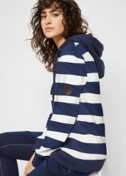 Bluza z kapturem z czystej bawełny. Niebieskie bluzy damskie bonprix, bez wzorów, z bawełny, z kapturem. Za 179.99 zł.