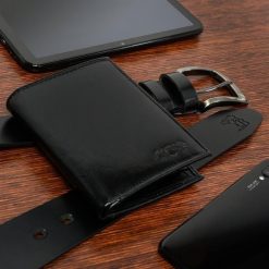 Zestaw męski skórzany premium Beltimore portfel pasek U30 : Kolory - czarny, Rozmiar pasków - r.105-120 cm. Czarne paski damskie bez wzorów. Za 114.90 zł.