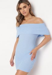 Jasnoniebieska Elastyczna Sukienka Mini Hiszpanka o Taliowanym Kroju Arivens. Niebieskie sukienki damskie Born2be, bez wzorów, bez kołnierzyka, bez ramiączek, mini. Za 109.99 zł.