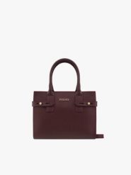 Bordowa torebka kuferek ze skóry licowej. Czerwone torebki do ręki damskie Brawo sp. z o.o., bez wzorów, ze skóry, eleganckie, bez dodatków. Za 399.99 zł.