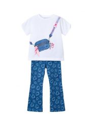 Mayoral Komplet t-shirt i legginsy 3730 Biały Regular Fit. Białe legginsy dla dziewczynek Mayoral, bez wzorów, z bawełny. Za 149.99 zł.