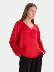 Maryley Bluzka 25IB824/18MA Czerwony Regular Fit. Czerwone bluzki damskie Maryley, s, bez wzorów, z wiskozy, bez kołnierzyka, bez ramiączek. Za 229.99 zł.