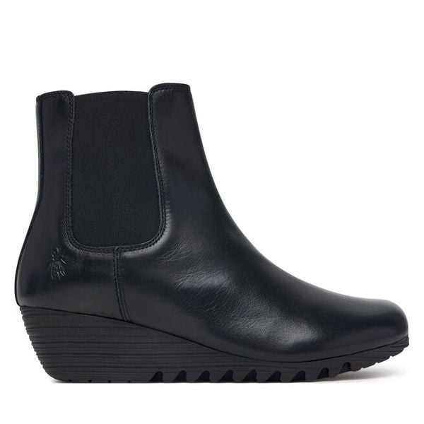 Botki Fly London. Czarne botki damskie Fly London, bez obcasa, na koturnie, bez zapięcia. Za 639.99 zł.