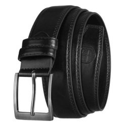 Czarny, męski pasek ze skóry ekologicznej z tradycyjną klamrą - Peterson. Czarne paski damskie Peterson, bez wzorów, ze skóry ekologicznej. Za 45.00 zł.
