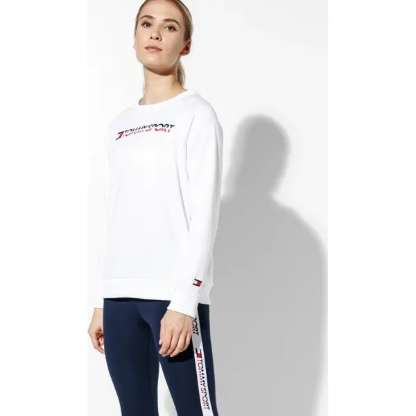 Tommy Sport Bluza Logo Crew Neck , biały, rozmiar XS. Białe bluzy damskie Tommy Hilfiger, s, bez wzorów, z elastanu, bez kaptura, climacool (adidas). W wyprzedaży za 239.99 zł.