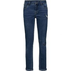 Dżinsy Girlfriend z haftem z motywem motyli bonprix ciemnoniebieski "stone". Niebieskie jeansy damskie bonprix. Za 139.99 zł.