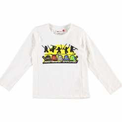 Koszulka "Thomas 716" w kolorze kremowym. Białe t-shirty dla chłopców marki Lego Wear Fashion, z nadrukiem, z długim rękawem. W wyprzedaży za 59.95 zł.