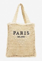 Beżowa Pleciona Torebka Shopper Ozdobiona Napisem Lavauri. Brązowe torebki shopper damskie Renee, bez wzorów, z jeansu, eleganckie, bez dodatków. Za 69.99 zł.