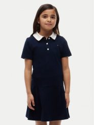 Tommy Hilfiger Sukienka codzienna KG0KG09401 D Granatowy Regular Fit. Niebieskie sukienki dla dziewczynek Tommy Hilfiger, bez wzorów, z bawełny, bez ramiączek. Za 329.99 zł.