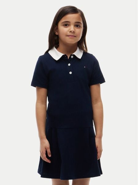 Tommy Hilfiger Sukienka codzienna KG0KG09401 D Granatowy Regular Fit. Niebieskie sukienki dla dziewczynek Tommy Hilfiger, bez wzorów, bez ramiączek. Za 329.99 zł.