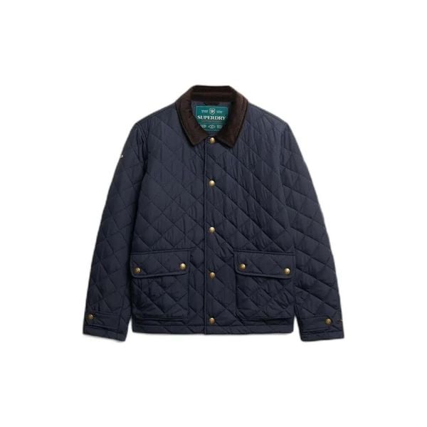 Kurtka puchowa Superdry Estate. Niebieskie kurtki męskie Superdry., s, z aplikacjami, z puchu, eleganckie, bez kaptura. Za 488.75 zł.
