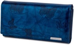 Jennifer Jones Damski skórzany portfel duży lakierowany na karty skórzany RFiD niebieski 820. Niebieskie portfele damskie Jennifer Jones, bez wzorów, z lakierowanej skóry. Za 102.29 zł.