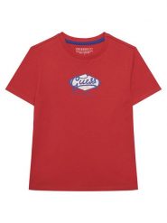 Guess T-Shirt L6RI02 K8HM4 Czerwony Regular Fit. Czerwone t-shirty dla chłopców Guess, z aplikacjami, z bawełny, bez ramiączek. Za 89.99 zł.
