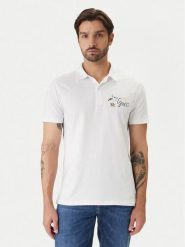 Guess Polo F6GP01 K8FQ4 Biały Regular Fit. Białe koszulki polo męskie Guess, m, z aplikacjami, z bawełny, bez ramiączek. Za 219.99 zł.