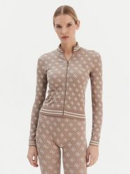 Guess Bluza V5BP08 K2000 Brązowy Slim Fit. Brązowe bluzy damskie Guess, l, z aplikacjami, z syntetyku, bez kaptura. Za 299.99 zł.