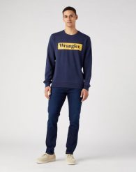 WRANGLER SEASONAL CREW MĘSKA BLUZA NAVY 112341196 W6F3011976. Niebieskie bluzy męskie Wrangler, m, bez wzorów, bez kaptura. Za 149.99 zł.