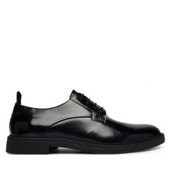 Półbuty BOSS. Czarne eleganckie półbuty Boss, wizytowe, bez zapięcia. Za 894.99 zł.