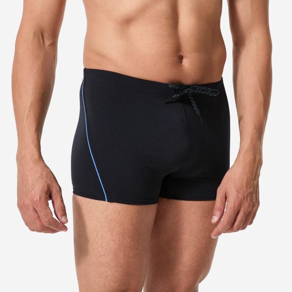 Bokserki pływackie męskie Decathlon Plus. Czarne kąpielówki męskie Decathlon, m, bez wzorów, z materiału, do pływania. Za 39.99 zł.