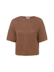 Marc O'Polo koszulka z dzianiny Kobiety brązowy, XXL. Brązowe t-shirty damskie Marc O'Polo, xxl, bez wzorów, z bawełny, eleganckie, bez kołnierzyka. Za 479.95 zł.