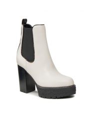 Guess Botki FL8EEA ELE10 Biały. Białe botki damskie Guess, ze skóry, bez obcasa, na słupku, bez zapięcia. Za 919.99 zł.