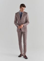 PAKO LORENTE – Różowe spodnie garniturowe P22SP-6G-003-W-S. Czerwone eleganckie spodnie męskie Pako Lorente, m, bez wzorów, z wełny. Za 149.99 zł.